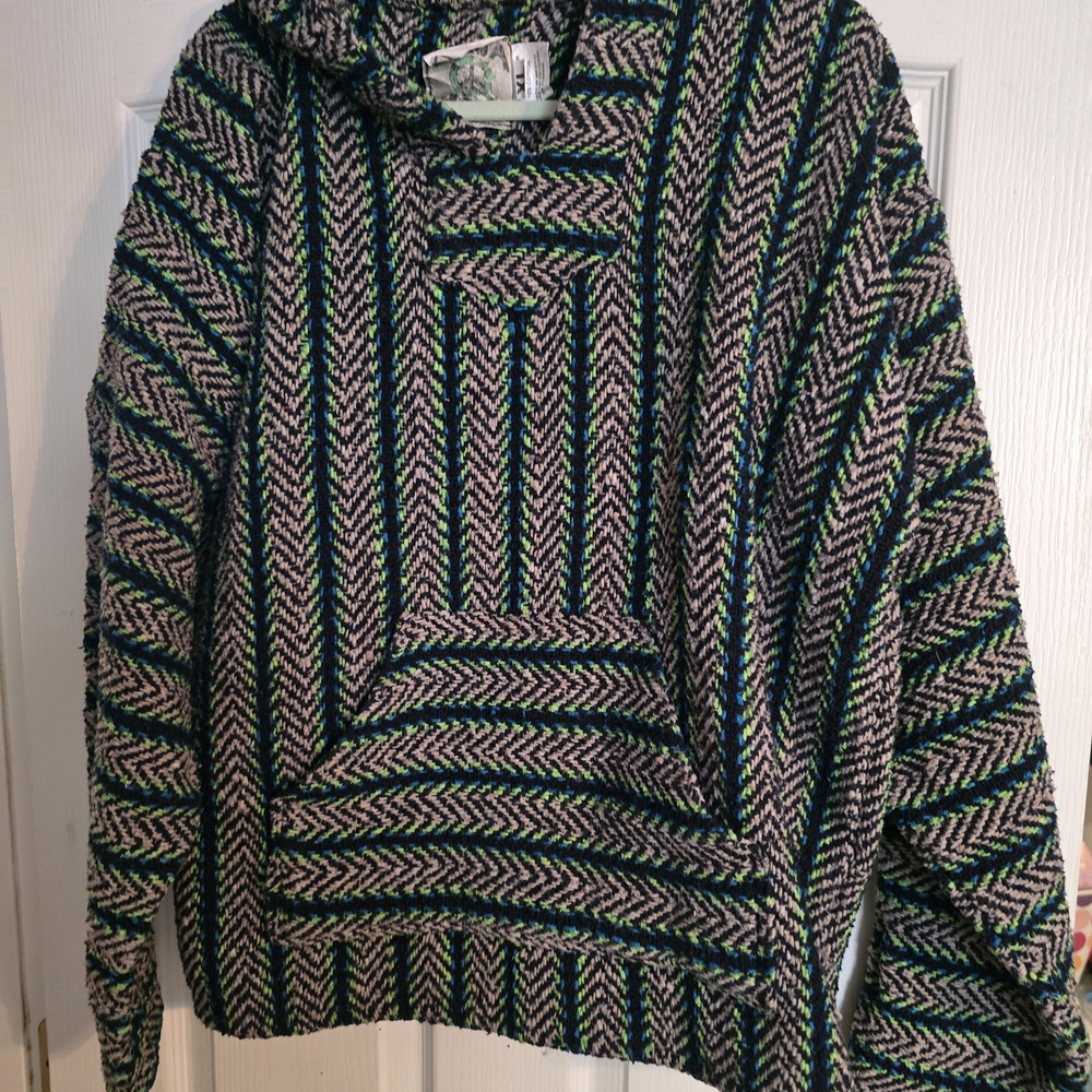 Men's Black and Green Chevron Hoodie